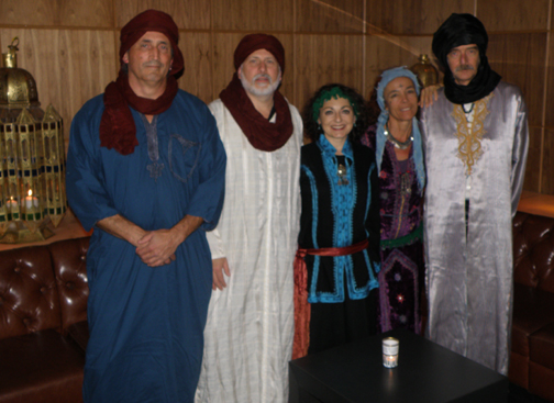 Al 'Azifoon members dressed for a Moroccan-themed corporate performance at Chambers, SF, CA, December 2012